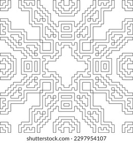 Geometric pattern of lines.  Black and white pattern for web page, textures, card, poster, fabric, textile.