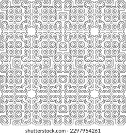 Geometric pattern of lines.  Black and white pattern for web page, textures, card, poster, fabric, textile.