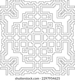 Geometric pattern of lines.  Black and white pattern for web page, textures, card, poster, fabric, textile.