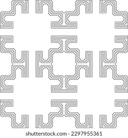 Geometric pattern of lines.  Black and white pattern for web page, textures, card, poster, fabric, textile.