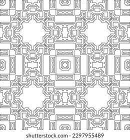 Geometric pattern of lines.  Black and white pattern for web page, textures, card, poster, fabric, textile.