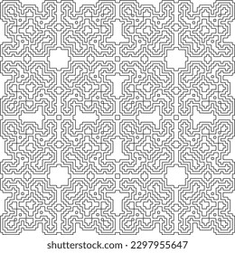 Geometric pattern of lines.  Black and white pattern for web page, textures, card, poster, fabric, textile.