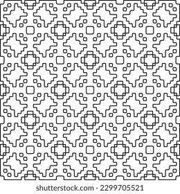 Geometric pattern of lines.  Black and white pattern for web page, textures, card, poster, fabric, textile.