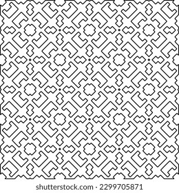Geometric pattern of lines.  Black and white pattern for web page, textures, card, poster, fabric, textile.