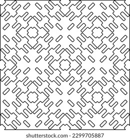 Geometric pattern of lines.  Black and white pattern for web page, textures, card, poster, fabric, textile.