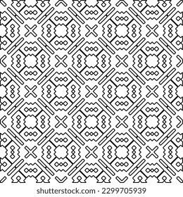 Geometric pattern of lines.  Black and white pattern for web page, textures, card, poster, fabric, textile.