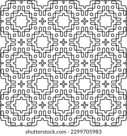 Geometric pattern of lines.  Black and white pattern for web page, textures, card, poster, fabric, textile.