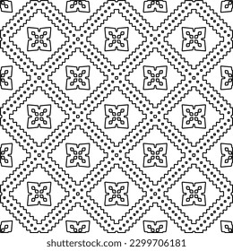 Geometric pattern of lines.  Black and white pattern for web page, textures, card, poster, fabric, textile.