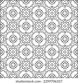 Geometric pattern of lines.  Black and white pattern for web page, textures, card, poster, fabric, textile.