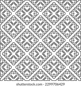 Geometric pattern of lines.  Black and white pattern for web page, textures, card, poster, fabric, textile.