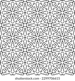 Geometric pattern of lines.  Black and white pattern for web page, textures, card, poster, fabric, textile.
