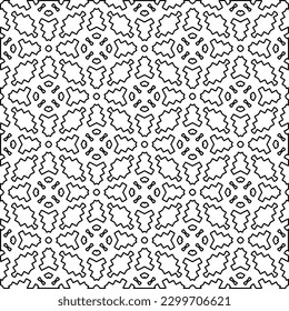 Geometric pattern of lines.  Black and white pattern for web page, textures, card, poster, fabric, textile.