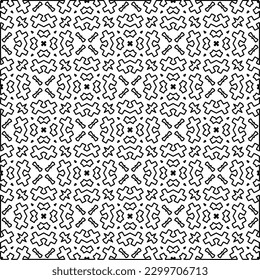 Geometric pattern of lines. Black and white pattern for web page, textures, card, poster, fabric, textile.