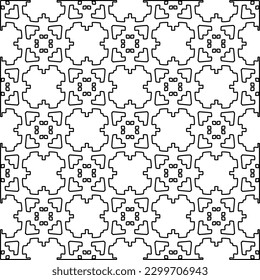 Geometric pattern of lines.  Black and white pattern for web page, textures, card, poster, fabric, textile.