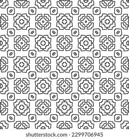 Geometric pattern of lines.  Black and white pattern for web page, textures, card, poster, fabric, textile.