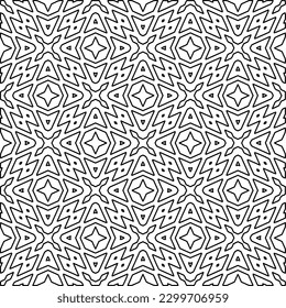 Geometric pattern of lines.  Black and white pattern for web page, textures, card, poster, fabric, textile.