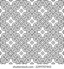 Geometric pattern of lines.  Black and white pattern for web page, textures, card, poster, fabric, textile.