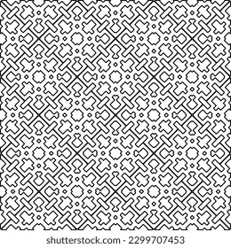 Geometric pattern of lines.  Black and white pattern for web page, textures, card, poster, fabric, textile.