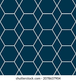 Geometric pattern with lines, Hexagonal graphic design, White texture on blue background, Vector background.