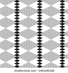 Geometric pattern with lines, rhombuses A seamless vector background. Black-whaite