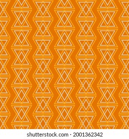 Geometric pattern with lines, rhombuses, triangle. A seamless vector background. Autumn tone, yellow and orange color.