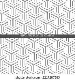 The geometric pattern with lines. Seamless background. White and gold texture. Graphic modern pattern. Simple lattice graphic design