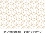 The geometric pattern with lines. Seamless vector background. White and gold texture. Graphic modern pattern. Simple lattice graphic design