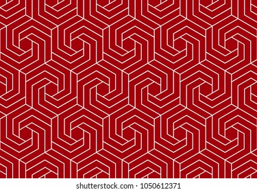 The geometric pattern with lines. Seamless vector background. White and red texture. Graphic modern pattern. Simple lattice graphic design