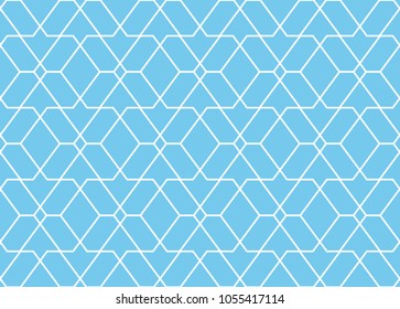 The geometric pattern with lines. Seamless vector background. White and blue texture. Graphic modern pattern. Simple lattice graphic design