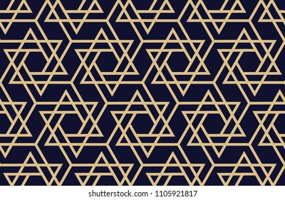 The geometric pattern with lines. Seamless vector background. Dark blue and gold texture. Graphic modern pattern. Simple lattice graphic design