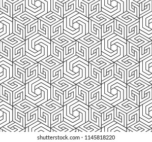 The geometric pattern with lines. Seamless vector background. White and black texture. Graphic modern pattern. Simple lattice graphic design