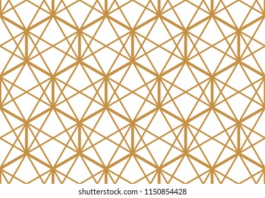 The geometric pattern with lines. Seamless vector background. White and gold texture. Graphic modern pattern. Simple lattice graphic design