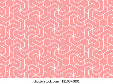 The geometric pattern with lines. Seamless vector background. White and pink texture. Graphic modern pattern. Simple lattice graphic design