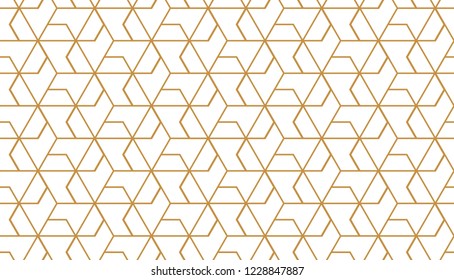 The geometric pattern with lines. Seamless vector background. White and gold texture. Graphic modern pattern. Simple lattice graphic design