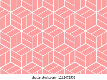 The geometric pattern with lines. Seamless vector background. White and pink texture. Graphic modern pattern. Simple lattice graphic design