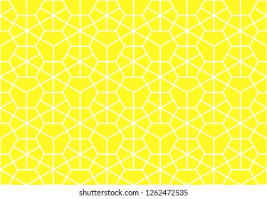 The geometric pattern with lines. Seamless vector background. White and yellow texture. Graphic modern pattern. Simple lattice graphic design