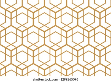 The geometric pattern with lines. Seamless vector background. White and gold texture. Graphic modern pattern. Simple lattice graphic design