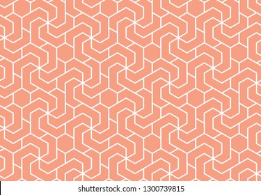 The geometric pattern with lines. Seamless vector background. White and pink texture. Graphic modern pattern. Simple lattice graphic design