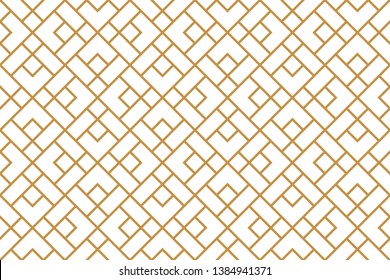 The geometric pattern with lines. Seamless vector background. White and gold texture. Graphic modern pattern. Simple lattice graphic design
