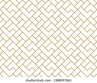 The geometric pattern with lines. Seamless vector background. White and gold texture. Graphic modern pattern. Simple lattice graphic design