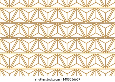 The geometric pattern with lines. Seamless vector background. White and gold texture. Graphic modern pattern. Simple lattice graphic design