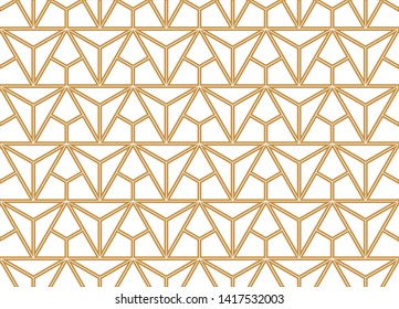 The geometric pattern with lines. Seamless vector background. White and gold texture. Graphic modern pattern. Simple lattice graphic design