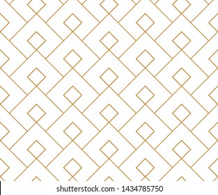 The geometric pattern with lines. Seamless vector background. White and gold texture. Graphic modern pattern. Simple lattice graphic design