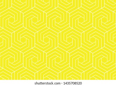 The geometric pattern with lines. Seamless vector background. White and yellow texture. Graphic modern pattern. Simple lattice graphic design