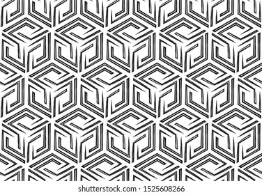 The geometric pattern with lines. Seamless vector background. White and black texture. Graphic modern pattern. Simple lattice graphic design
