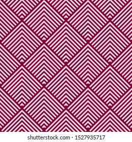 The geometric pattern with lines. Seamless vector background. White and pink texture. Graphic modern pattern. Simple lattice graphic design.