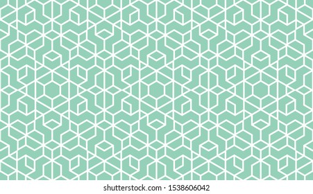 The geometric pattern with lines. Seamless vector background. White and green texture. Graphic modern pattern. Simple lattice graphic design