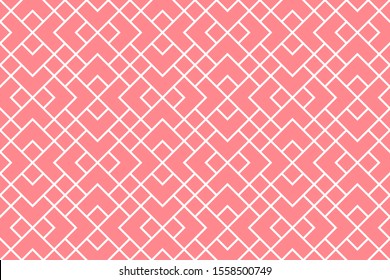 The geometric pattern with lines. Seamless vector background. White and pink texture. Graphic modern pattern. Simple lattice graphic design