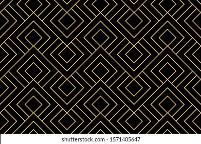 The geometric pattern with lines. Seamless vector background. Gold and black texture. Graphic modern pattern. Simple lattice graphic design