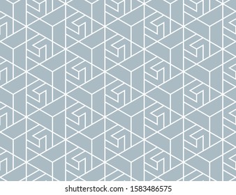The geometric pattern with lines. Seamless vector background. White and blue texture. Graphic modern pattern. Simple lattice graphic design